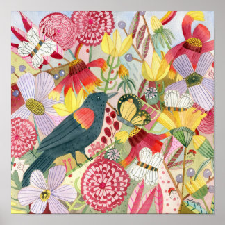 Red-winged Blackbird/Meadow poster