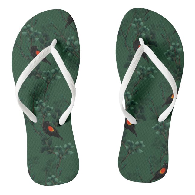 Red-Winged Blackbird Pattern Thongs (Footbed)