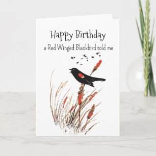 Red Winged Blackbird Personality Birthday Fun Bird Card