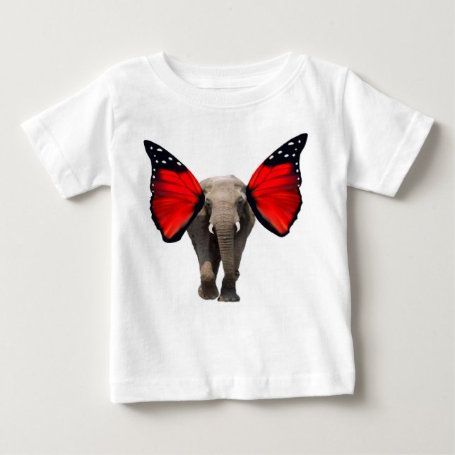 Red Winged Elephant Baby T-Shirt (Front)