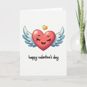 Red Winged Heart Valentines Day Card