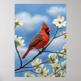 Red Wings and White Petals Poster