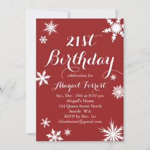 Red Winter 21st Birthday Invitation