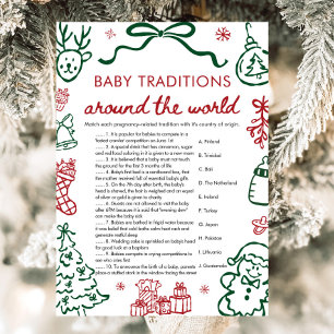 Red Winter Baby Traditions Around The World Game Invitation