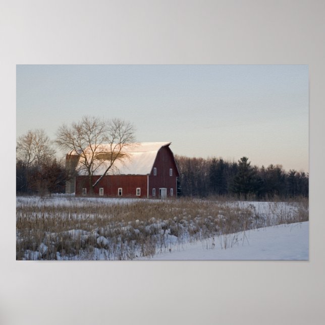 Red Winter Barn Poster (Front)