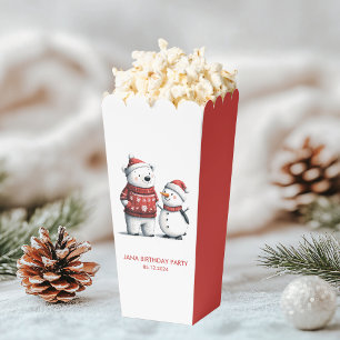 Red Winter Bear & Snowmen Winter Wonderland Favour Box