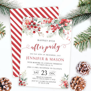 Red winter berries Christmas happily ever after Invitation