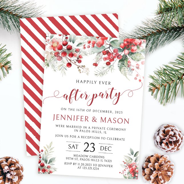 Red winter berries Christmas happily ever after Invitation (Creator Uploaded)