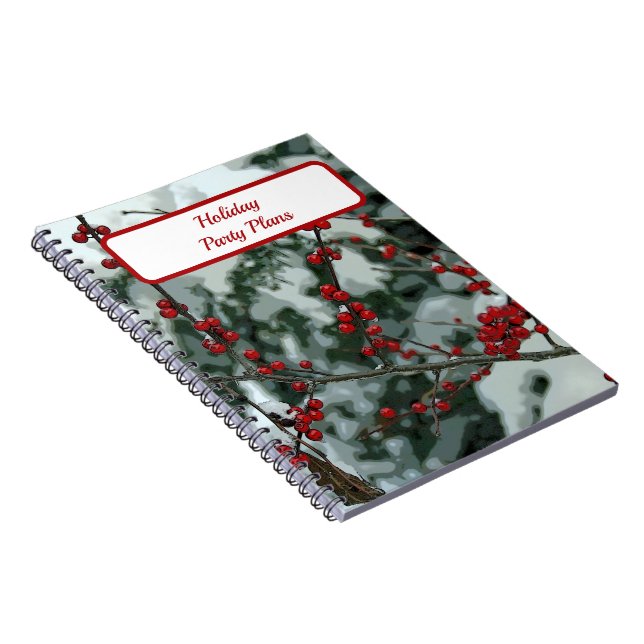Red Winter Berries Christmas Holiday Notebook (Right Side)