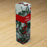 Red Winter Berries Christmas Holiday Wine Gift Box<br><div class="desc">Red Winter Berries,  Christmas Holiday Wine Gift Box. Digital Art. Festive red berries frozen in winter scene. Design will work for whatever seasonal holiday that you celebrate.  Fully customisable; make it your own. Edit the wording to your liking.</div>