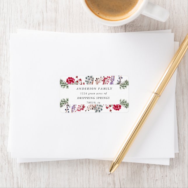 red winter berries holiday return address label (Insitu)