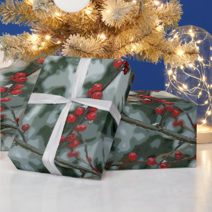 Red Winter Berries Holiday Wrapping Paper