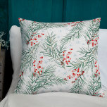 Red Winter Berry Botanical Christmas Cushion<br><div class="desc">Red Winter Berry Botanical Christmas Throw Pillow</div>