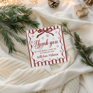 Red Winter Birthday Favor Gift Tag