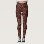 Red Winter Botanical Pattern Leggings<br><div class="desc">Festive and rustic Christmas theme leggings featuring hand drawn illustration of holiday greenery.</div>