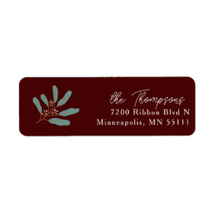 Red Winter Botanical Return Address Label