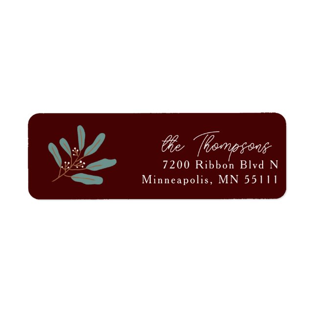Red Winter Botanical Return Address Label (Front)