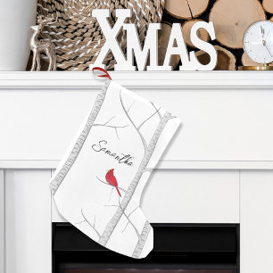 Red Winter Cardinal Personalised Christmas Small Christmas Stocking