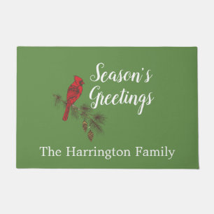 Red Winter Cardinal Personalised   Doormat