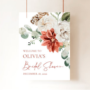 Red Winter Christmas Bridal Shower Welcome Sign