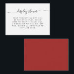 Red Winter Christmas Elegant Calligraphy  Enclosure Card<br><div class="desc">Minimalist red winter bridal shower display shower enclosure card with elegant handwriting calligraphy.</div>