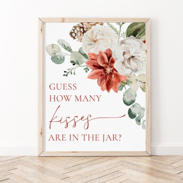 Red Winter Christmas Guess How Many Kisses Sign (Creator Uploaded)