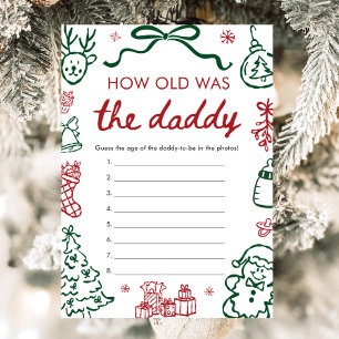 Red Winter Christmas How Old Was The Daddy Game Invitation