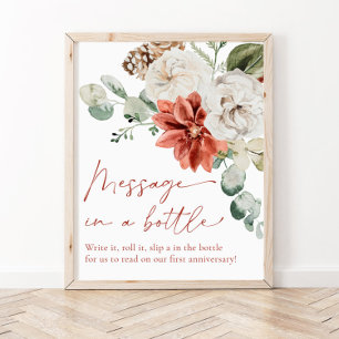 Red Winter Christmas Message In A Bottle Sign Game