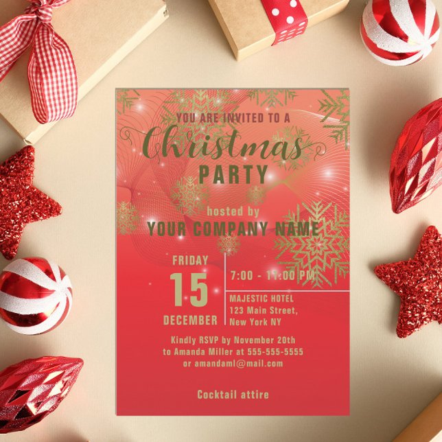 Red Winter Corporate Christmas Party Invitation (Creator Uploaded)