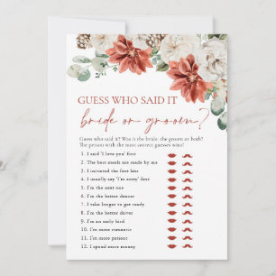 Red Winter Guess Who Said it Bride or Groom Game Invitation