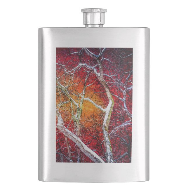 Red winter night hip flask (Front)