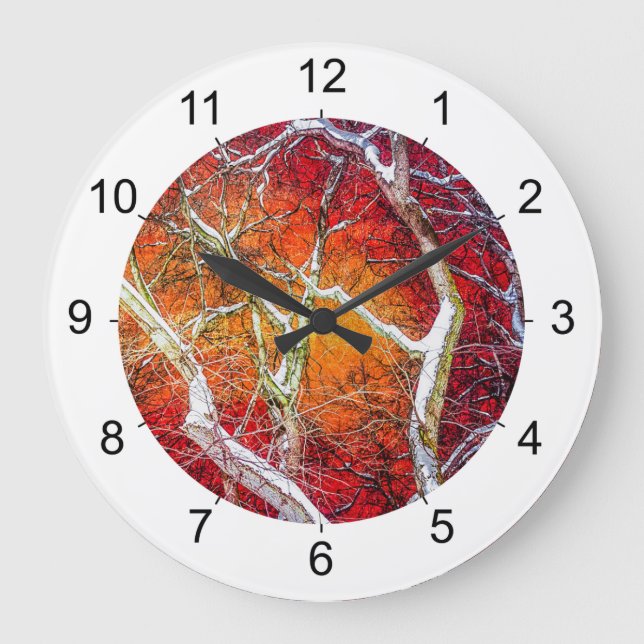 Red winter night large clock (Front)