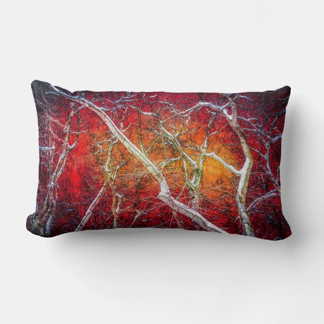 Red winter night lumbar cushion (Front)