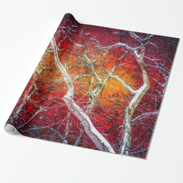 Red winter night wrapping paper (Unrolled)