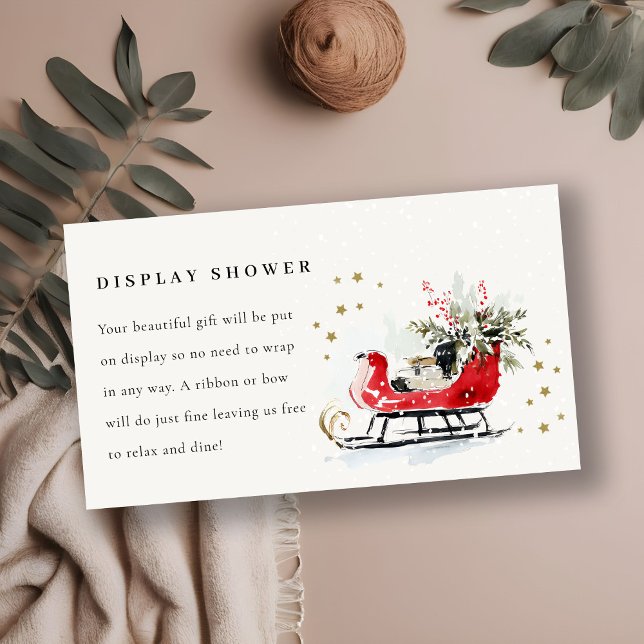 Red Winter Sleigh Display Shower Baby Baby Shower Enclosure Card (Creator Uploaded)