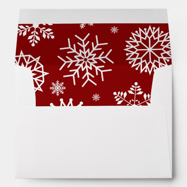 Red Winter Snowflake Christmas Holidays Envelopes (Back (Bottom))