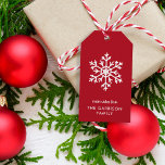 Red Winter Snowflake Holiday Gift Tags<br><div class="desc">Custom printed holiday gift tags with a simple white snowflake on a festive red background. Use the design tools to edit the text,  change the fonts and colours or upload your own photo to design your own unique personalised Christmas gift tags.</div>