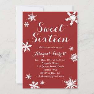 Red Winter Sweet Sixteen Invitation