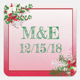 Red Winter Wedding Personalised Stickers