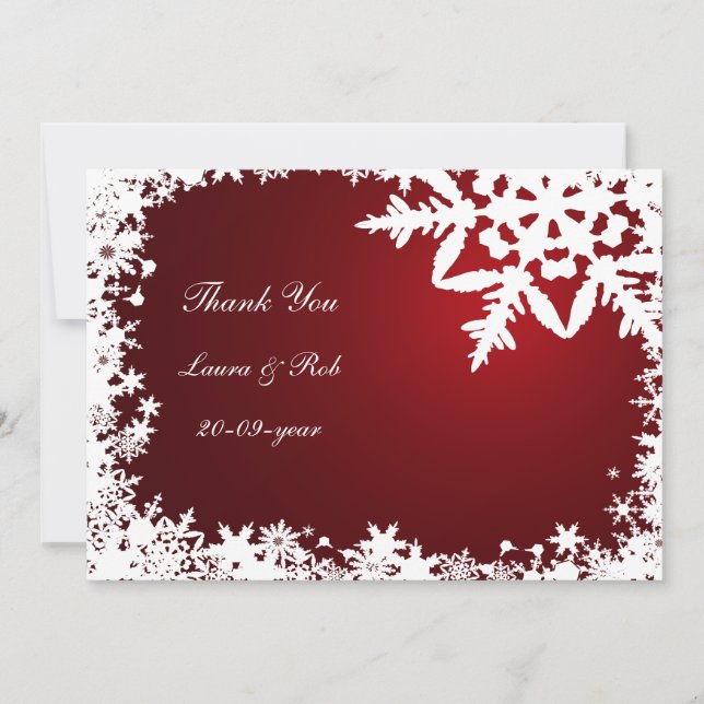 red winter wedding Thank You Invitation (Front)