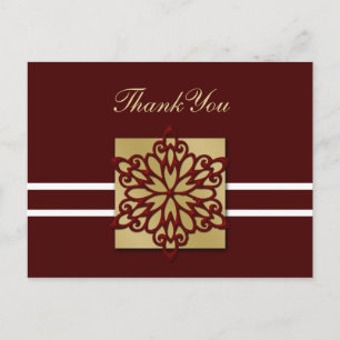 red winter wedding Thank You Postcard