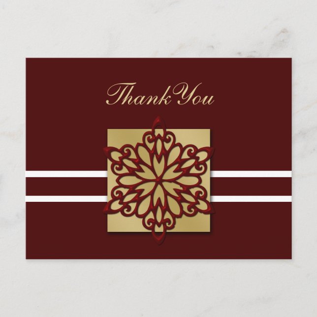 red winter wedding Thank You Postcard (Front)