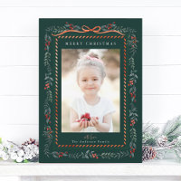 Red Winterberry Frame Green Christmas Photo
