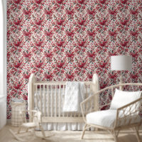 Red Winterberry Fruit Pattern Watercolor