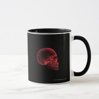 Red wireframe of a skull mug