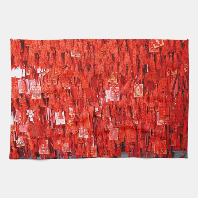 Red Wishes Tea Towel (Horizontal)