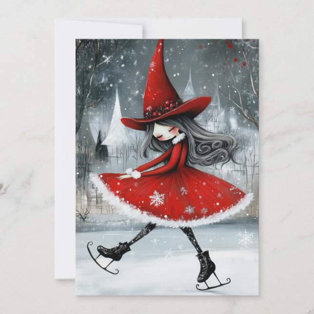 Red Witchy Christmas  Card (Front)