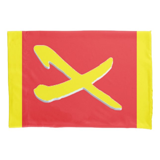Red with a bright yellow cross pattern pillowcase (Front)