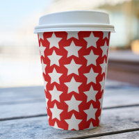Red with a White Stars Pattern Paper Cups