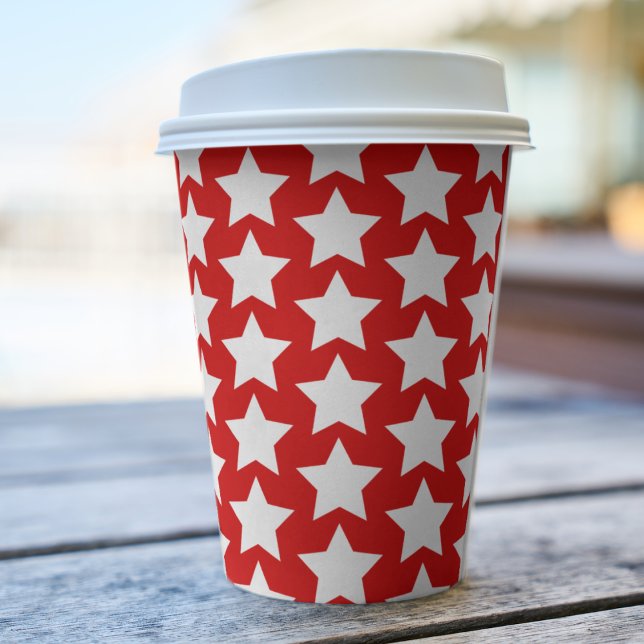 Red with a White Stars Pattern Paper Cups (Creator Uploaded)